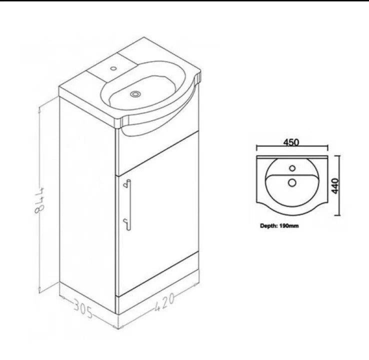 450mm Single-Door No Plumbing Sink Round Basin