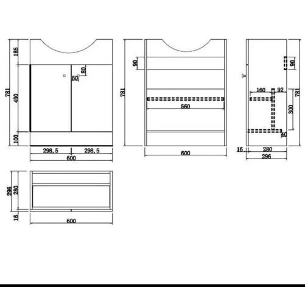 650mm Upgraded Two-Door No Plumbing Sink with Round Basin