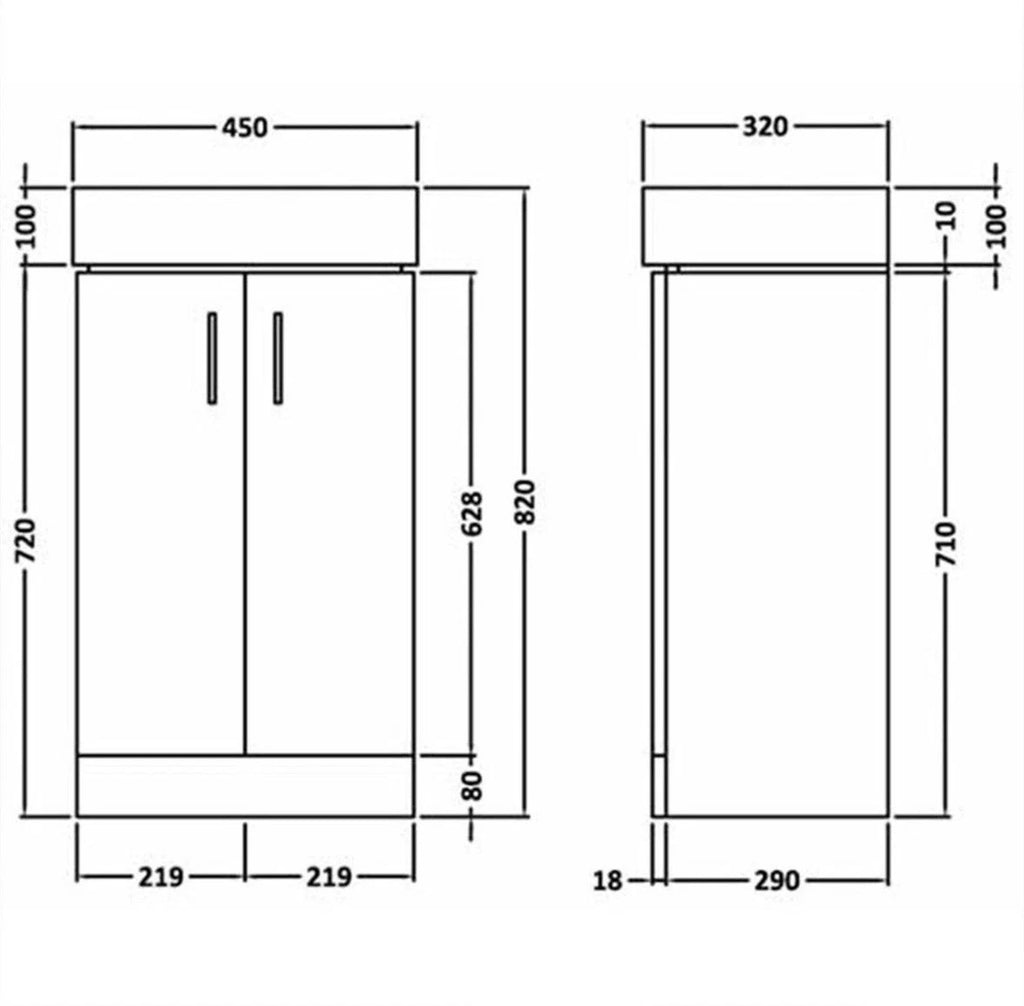 450mm Two-Door No Plumbing Sink with 4L System